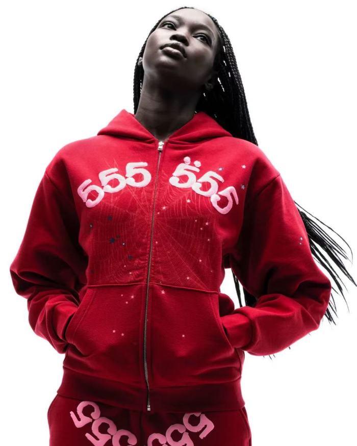 [Big & Tall for weights up to 220 lbs]1:1 quality version 555 Bright Red Zip Up Hoodie & Shorts Set 29204989