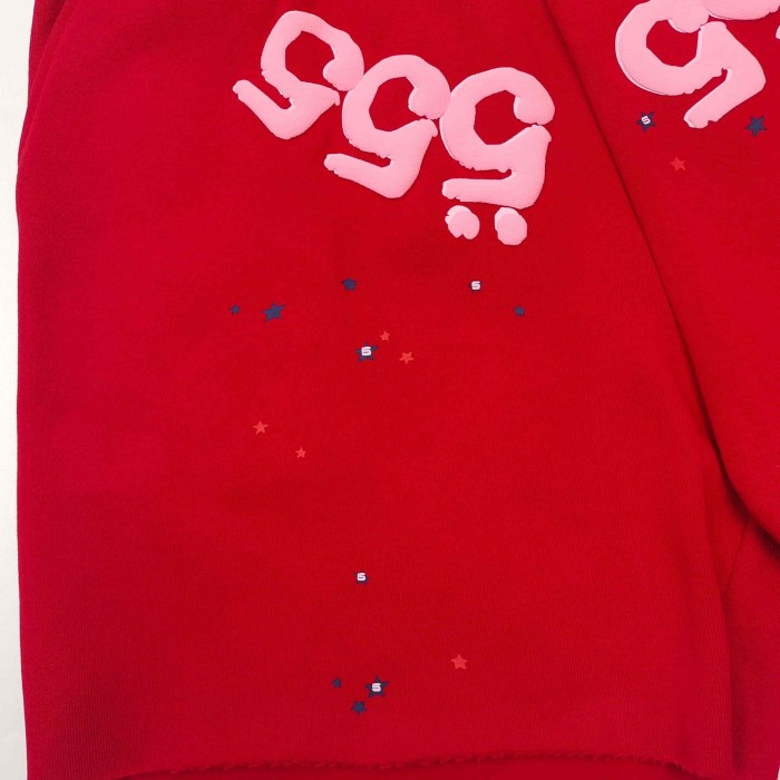 [Big & Tall for weights up to 220 lbs]1:1 quality version 555 Bright Red Zip Up Hoodie & Shorts Set 29204989