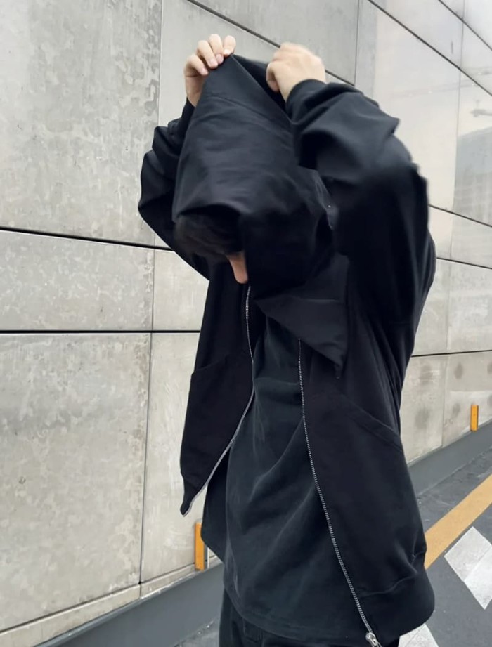 1:1 quality version Small Label Streamer Diagonal Zip Wizard Hoodie 2 colors 29214048