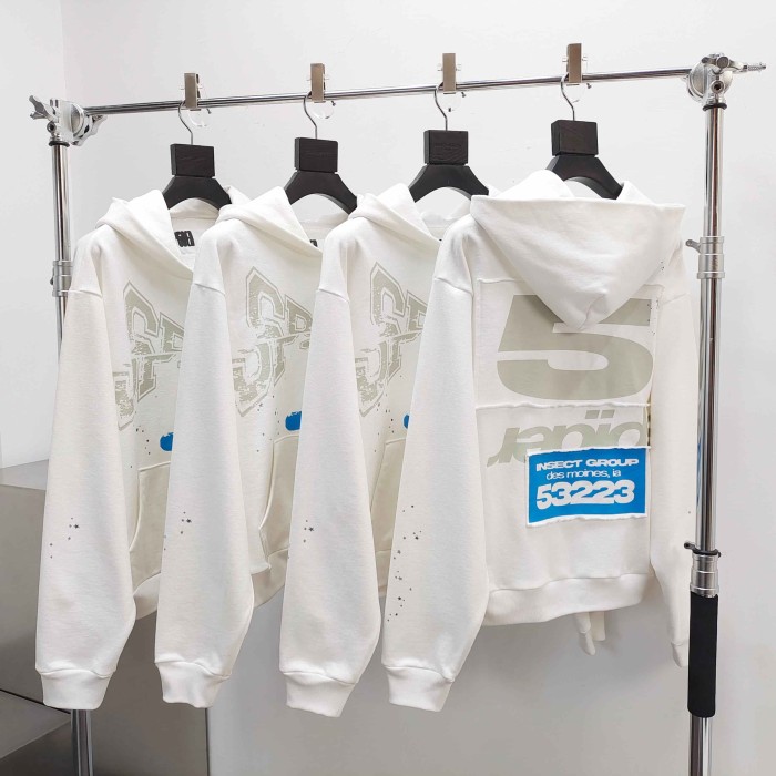 [Big & Tall for weights up to 220 lbs]1:1 quality version Big White Number 5 Print On Back Zip Up Hoodie & Shorts Set 29204991