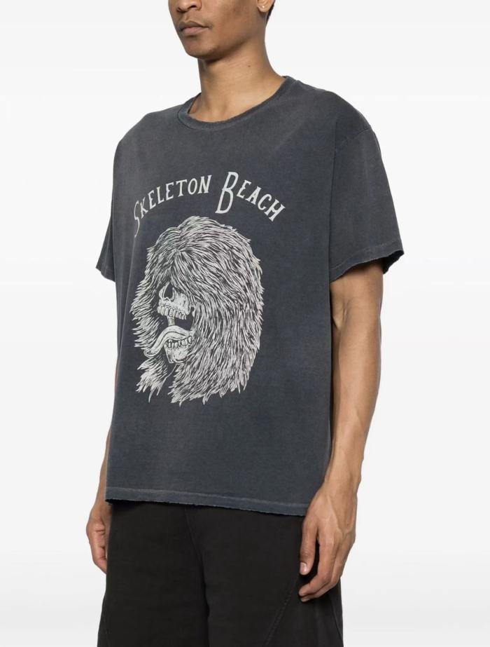 [Big & Tall for weights up to 220 lbs]1:1 quality version Long Haired Lion Black Print Washed Tee 29213966