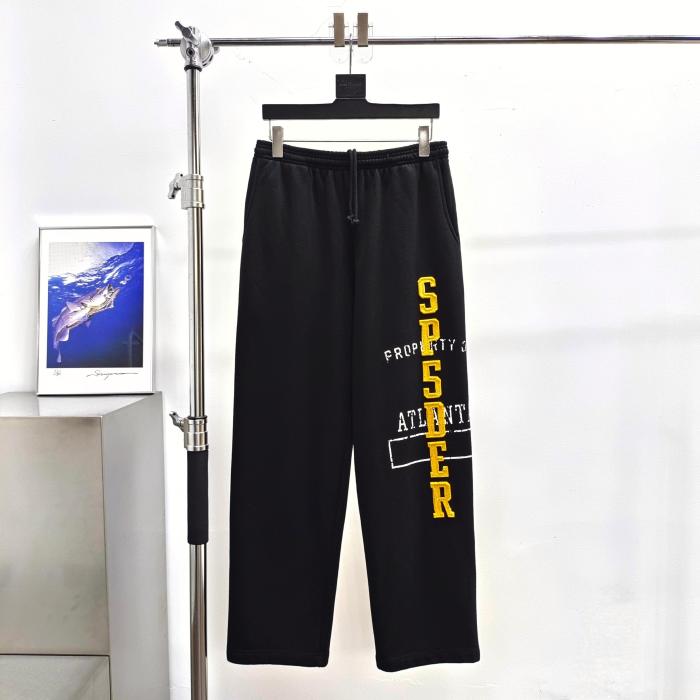 [Big & Tall for weights up to 220 lbs]1:1 quality version Yellow Letter Embroidered Black Hoodie & Pants Set 29204993