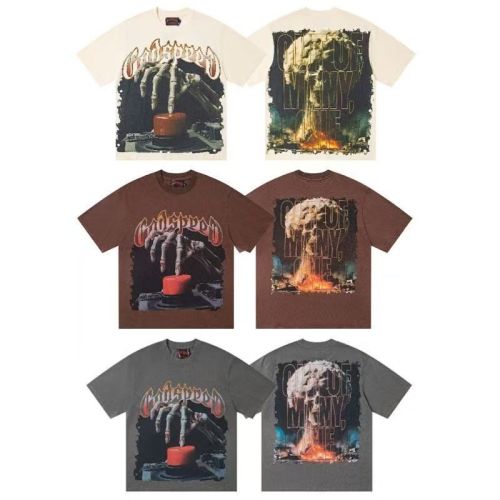 Skeleton Hand Detonator Button Printed Washed Tee 3 colors 29204974