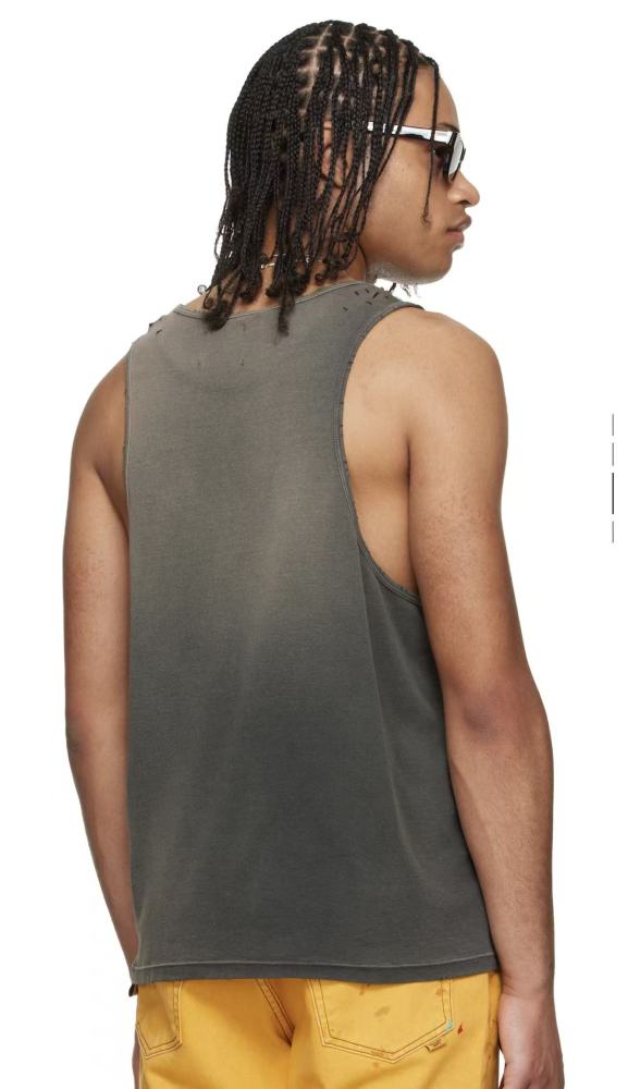 [Big & Tall for weights up to 220 lbs]1:1 quality version White Spray Letter Black Print Washed Tank Top 29213961