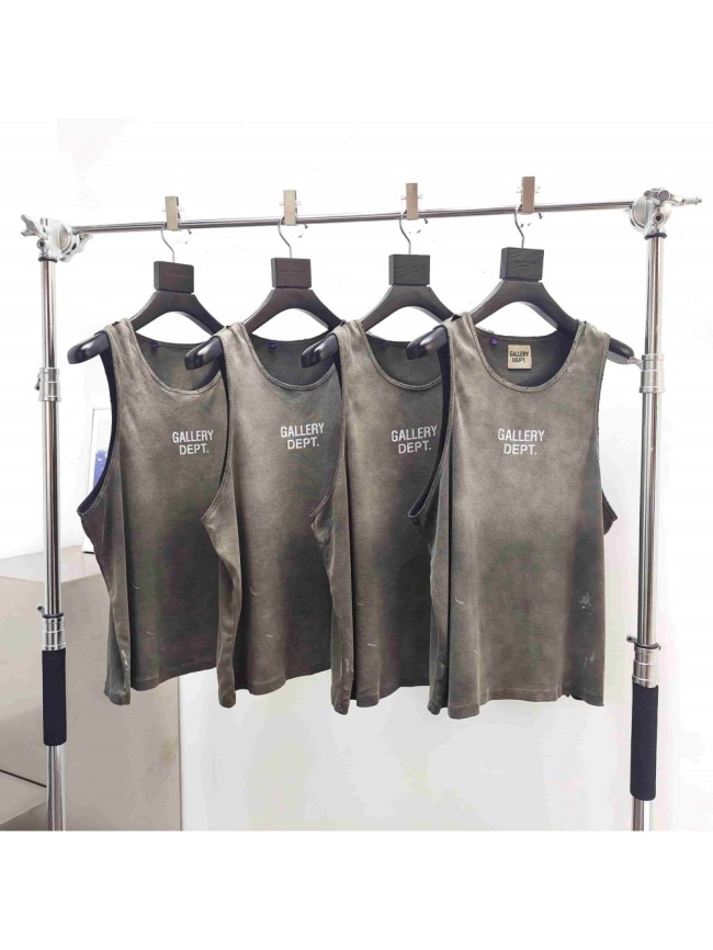 [Big & Tall for weights up to 220 lbs]1:1 quality version White Spray Letter Black Print Washed Tank Top 29213961