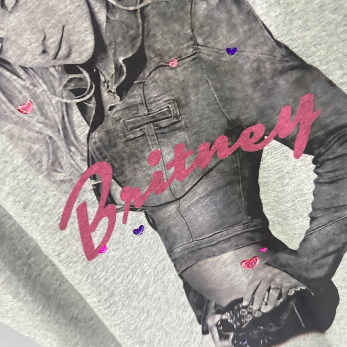 1:1 quality version Hot Girl Style Britney Gray Printed Washed Tee 29222331