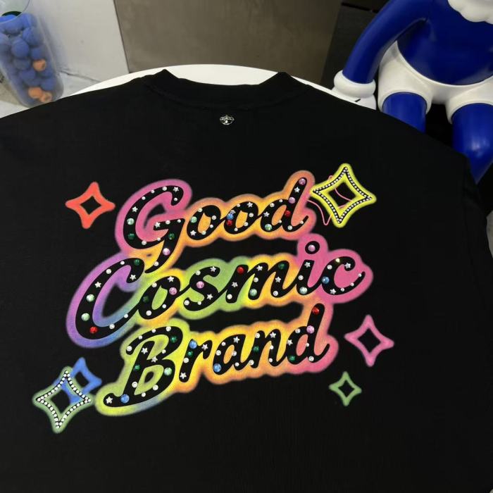 Unisex Colorful Slogan Rhinestone Luxury Fashion Premium T-shirt 2 colors 29220085