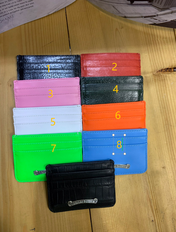 Cowhide Card Holder Metal Bar Logo Slim Multi Slot Card Wallet 8 colors 29222373