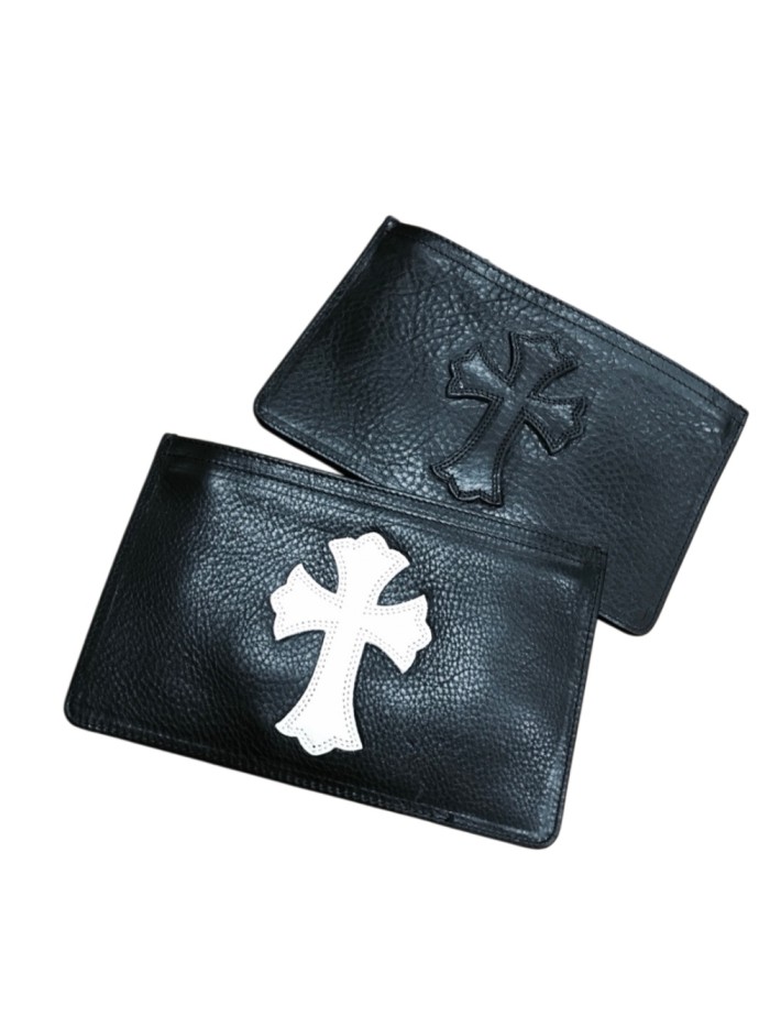 Cow Leather Black White Cross Patch Slim Cash Card Wallet 2 colors 29222380