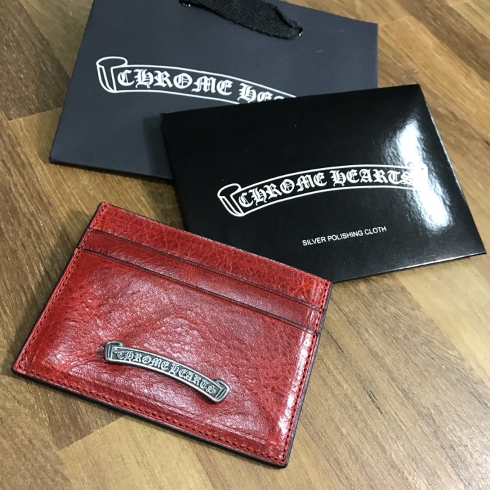 Cow Leather Curved Metal Bar Logo Slim Double Slot Credit Card Wallet 3 colors 29222385
