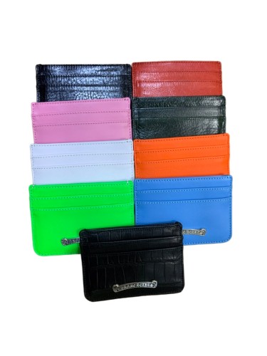 Cowhide Card Holder Metal Bar Logo Slim Multi Slot Card Wallet 8 colors 29222373