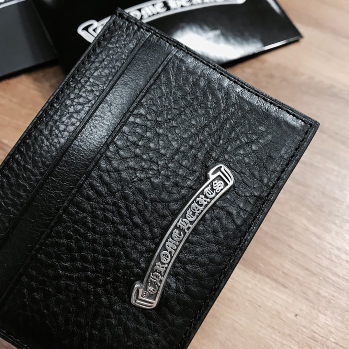 Cow Leather Curved Metal Bar Logo Slim Double Slot Credit Card Wallet 3 colors 29222385