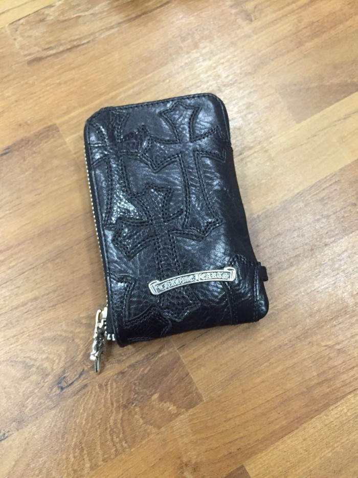 Cow Leather Multi Cross Patch Metal Bar Logo Medium Zip Around Wallet Card Holder 2 colors 29222383