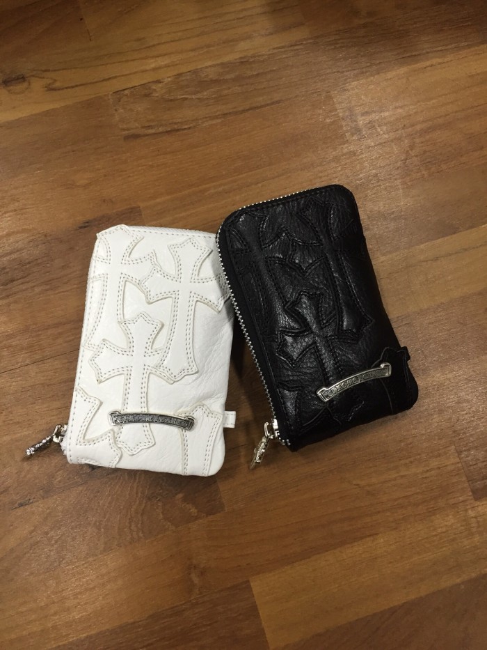 Cow Leather Multi Cross Patch Metal Bar Logo Medium Zip Around Wallet Card Holder 2 colors 29222383