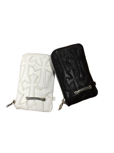 Cow Leather Multi Cross Patch Metal Bar Logo Medium Zip Around Wallet Card Holder 2 colors 29222383