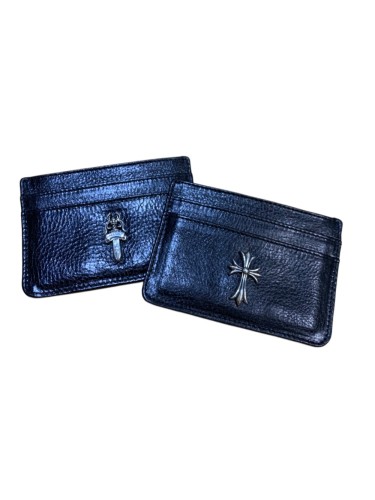 Cow Leather Cross & Dagger Metal Logo Slim Card Holder 29222353