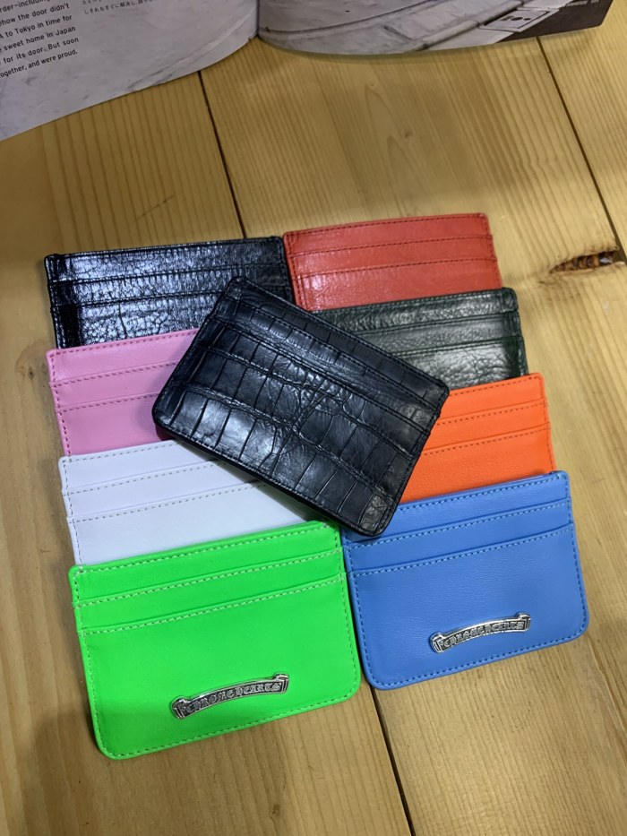 Cowhide Card Holder Metal Bar Logo Slim Multi Slot Card Wallet 8 colors 29222373