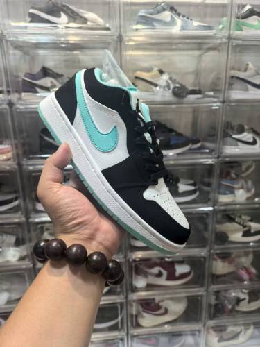[plus-size shoes] Air @j1 Low Black White Mint Green Tiffany Contrast Sneakers 29225363