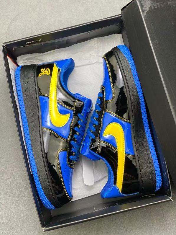 Air Force 1 Low Lakers Theme Black Blue Yellow Patent Leather Sneakers 29225591