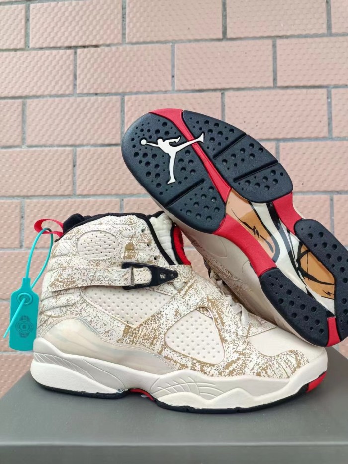 [plus-size shoes] Air @j8 Off White Splash Print Mesh & Leather Buckle Strap High Top Basketball Shoes 29247350