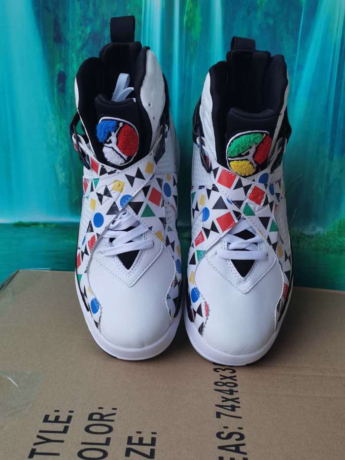 [plus-size shoes] Air @j8 Quai 54 Multicolor Triangle Graphic Unisex Mesh Leather High Top Basketball Shoes 2 colors 29247312
