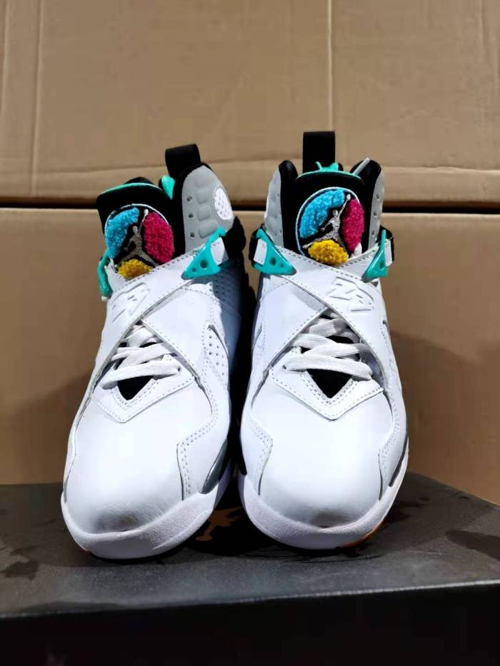 [plus-size shoes] Air @j8  Retro South Beach White Grey Teal Pink Buckle Strap Shock Absorbing Anti Slip High Top Basketball Shoes 2 colors 29247304