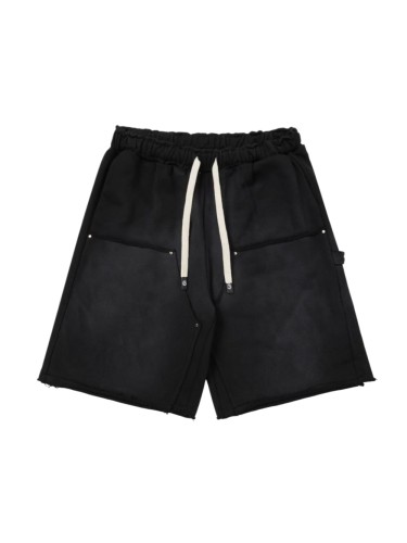 Cotton Terry Fabric Distressed Ripped Rivet Washed Drawstring Pocket Shorts 4 colors 29285643