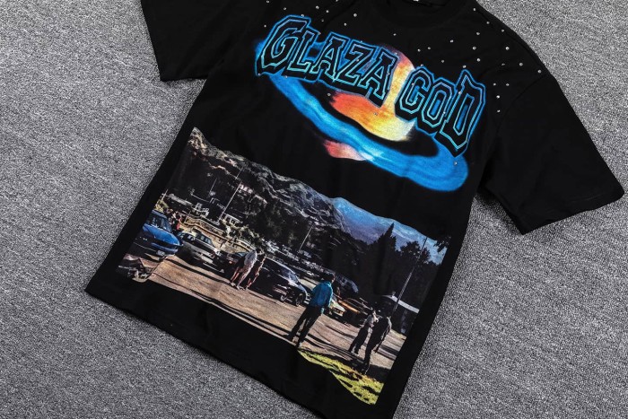 Vintage Retro Washed Glaza God Planet Street Scene Graphic Oversized T-Shirt 29287046