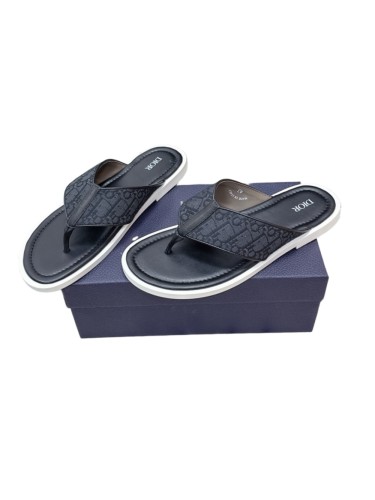 [Plus-size shoes]1:1 quality version Jacquard Print Cross Strap Leather Contrast Sole Men Flip Flops Slippers 3 colors 29285506