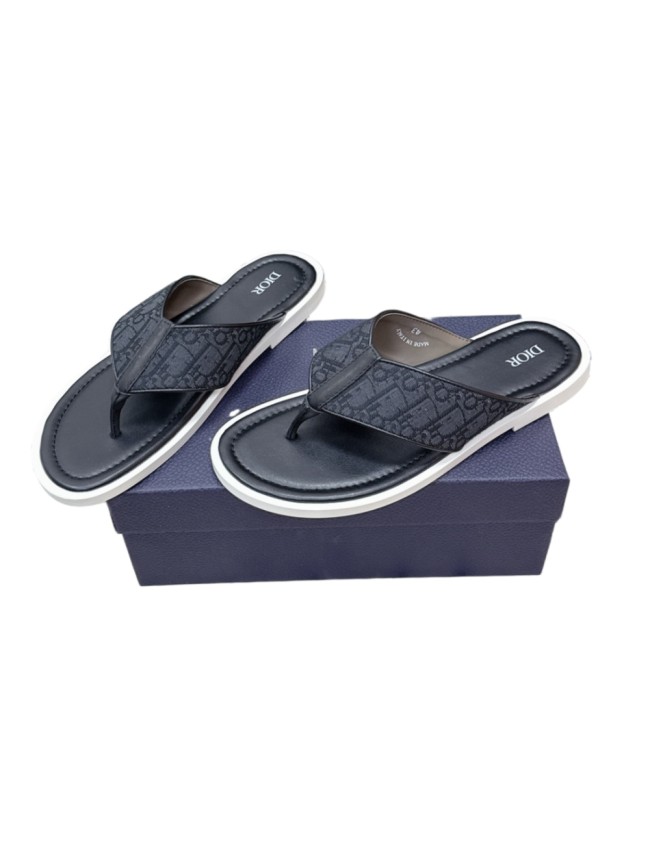 [Plus-size shoes]1:1 quality version Jacquard Print Cross Strap Leather Contrast Sole Men Flip Flops Slippers 3 colors 29285506