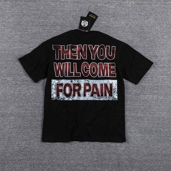 Dark High Street Neck Rhinestone Cross Silhouette Slogan Double Sided Print T-Shirt 29287062