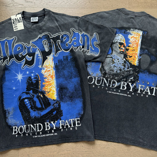 Valley Dreams Gothic Script Knight Castle Bound By Fate Forged In Fire Text Double Print Oversized Washed Tee 29288356