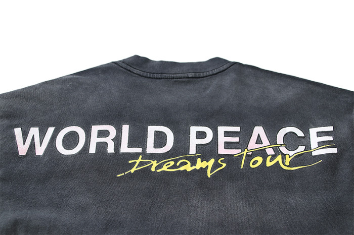 Dreams 2000 Tour Chinese Characters Crashing Dreams World Peace Double Sided Print Oversized Washed Tee 29288358