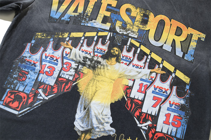 Valesport Gradient Letter Jesus Basketball Jersey Locker Room Front Only Print Washed Tee 29288351