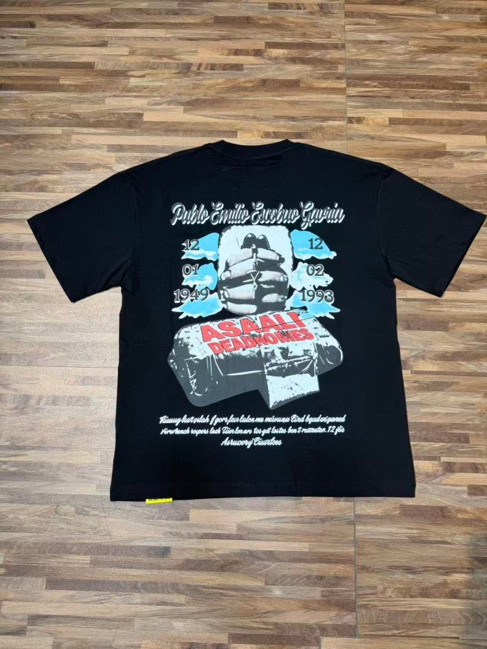 Asaali In Loving Memory Letter Pablo Escobar Face Print Birth Death Year Gun Handcuff Oversized Tee 29288692