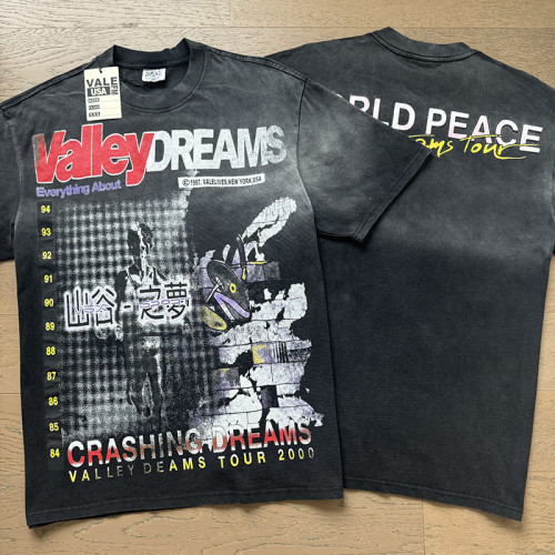 Dreams 2000 Tour Chinese Characters Crashing Dreams World Peace Double Sided Print Oversized Washed Tee 29288358