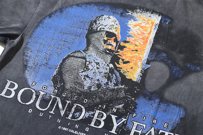 Valley Dreams Gothic Script Knight Castle Bound By Fate Forged In Fire Text Double Print Oversized Washed Tee 29288356