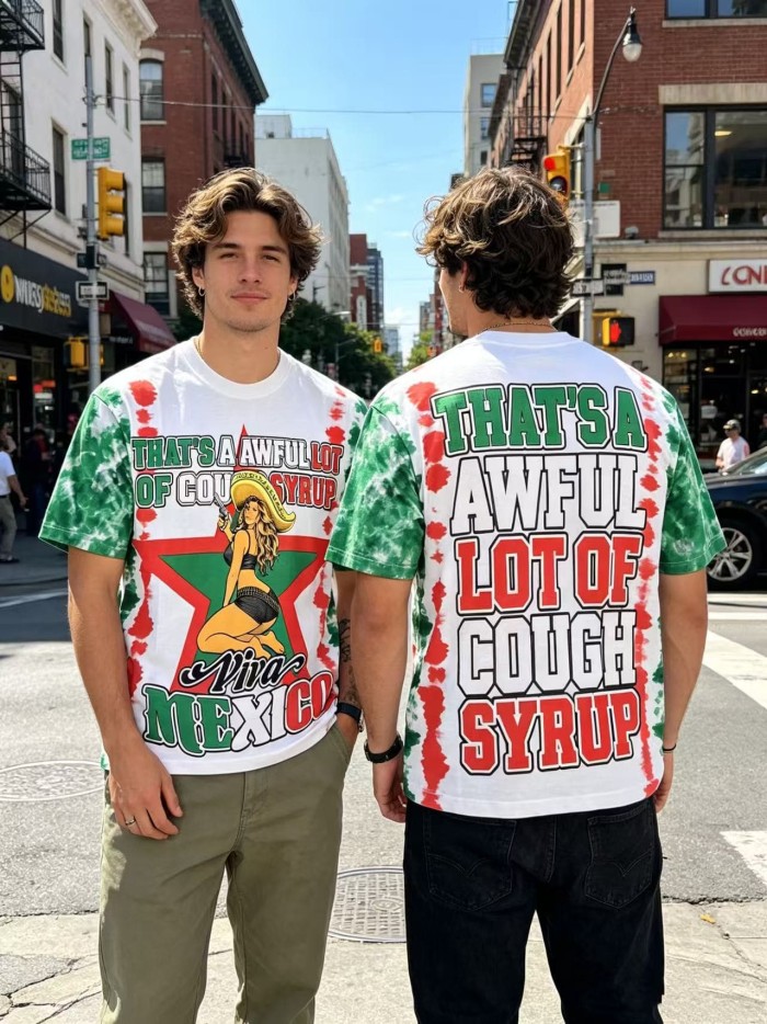 Mexico Flag Color Tie Dye Pin Up Lady Portrait Front Back Contrast Color Slogan Printed Oversized Tee 29288687