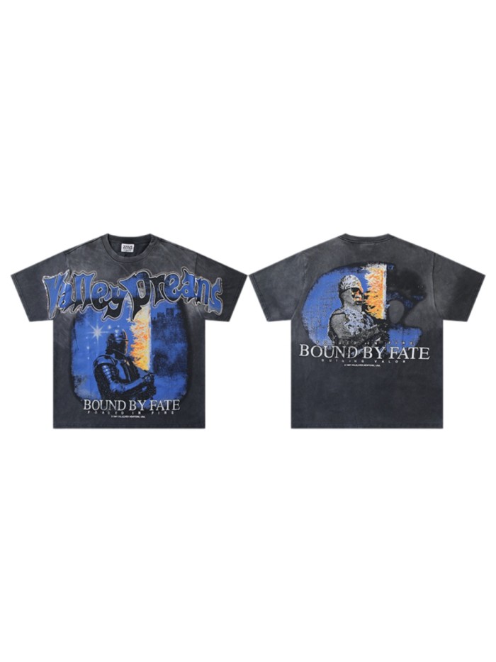 Valley Dreams Gothic Script Knight Castle Bound By Fate Forged In Fire Text Double Print Oversized Washed Tee 29288356