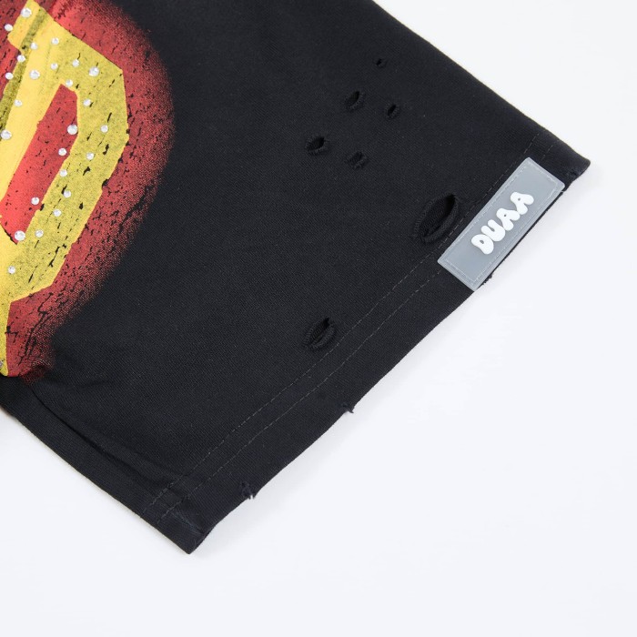 Two Tone Outline Letter Flame Basketball Hoop Double Sided Print Oversized Tee 29288379