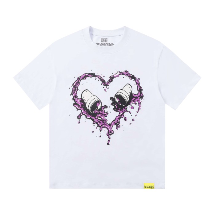 Purple Dripping Liquid Heart Two Syrup Cups Front Back Double Sided Print Tee 2 colors 29290036