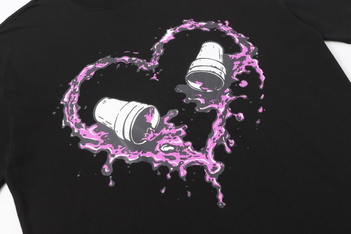Purple Dripping Liquid Heart Two Syrup Cups Front Back Double Sided Print Tee 2 colors 29290036