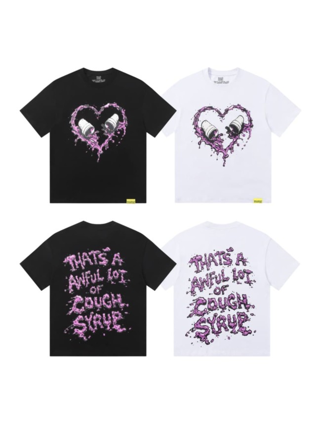 Purple Dripping Liquid Heart Two Syrup Cups Front Back Double Sided Print Tee 2 colors 29290036