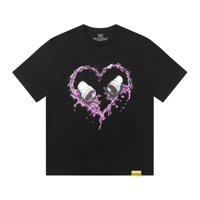 Purple Dripping Liquid Heart Two Syrup Cups Front Back Double Sided Print Tee 2 colors 29290036