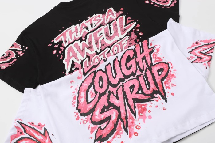 Pink Splatter Graffiti Cup Front Back Double Sided Print Tee 2 colors 29290023