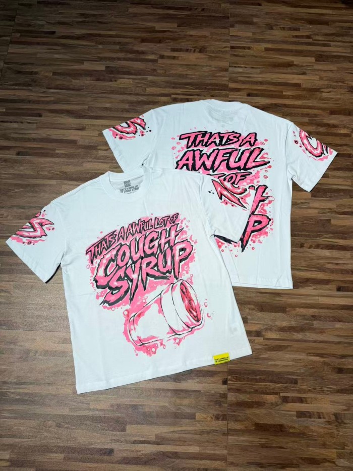 Pink Splatter Graffiti Cup Front Back Double Sided Print Tee 2 colors 29290023