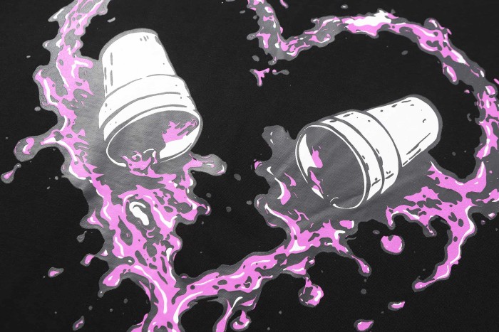Purple Dripping Liquid Heart Two Syrup Cups Front Back Double Sided Print Tee 2 colors 29290036