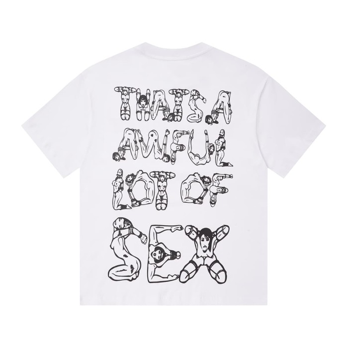 Unique Aesthetic Figure Constructed Letter Front Back Printed Tee 2 colors 29290006