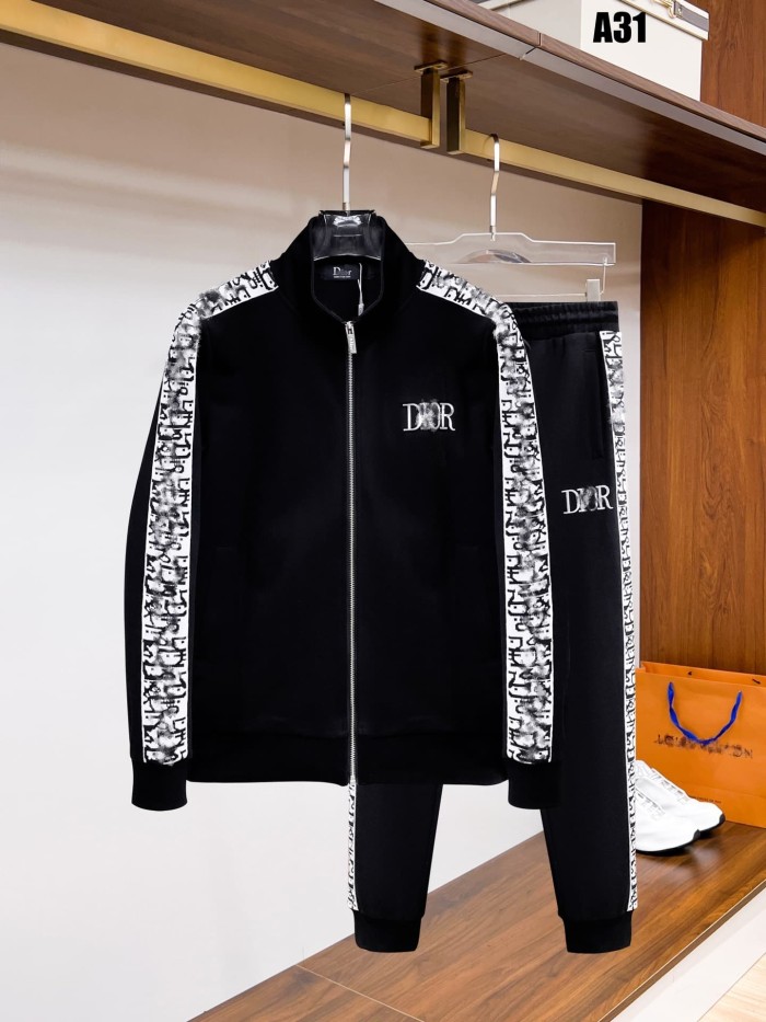 Luxury Brand European Minimalist Logo Long Sleeve Zip-Up Sweatshirt & Sweatpants Set 30 colors 2437013