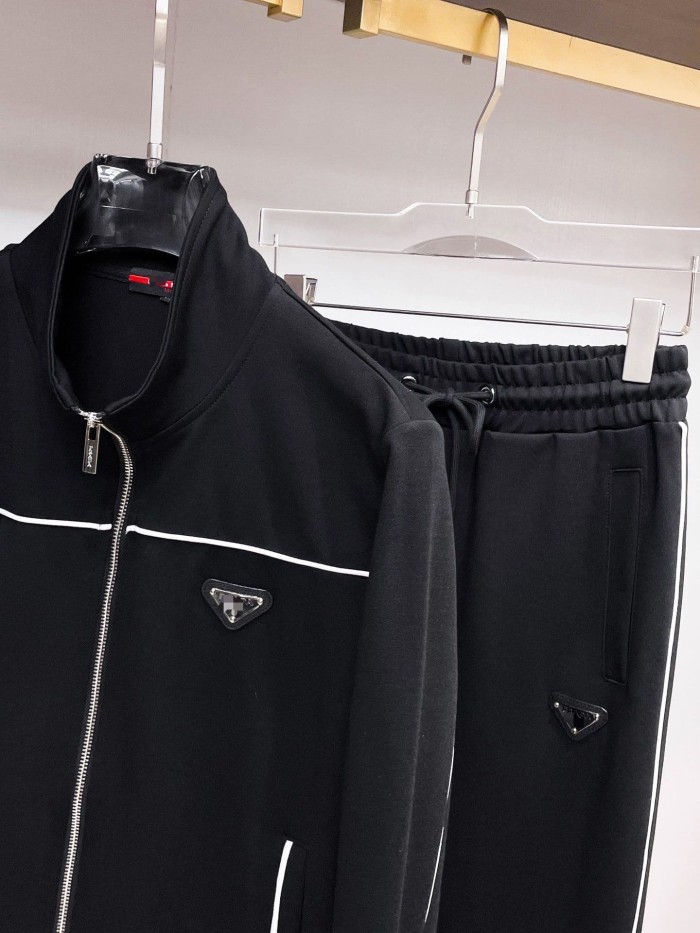 Luxury Brand European Minimalist Logo Long Sleeve Zip-Up Sweatshirt & Sweatpants Set 30 colors 2437013